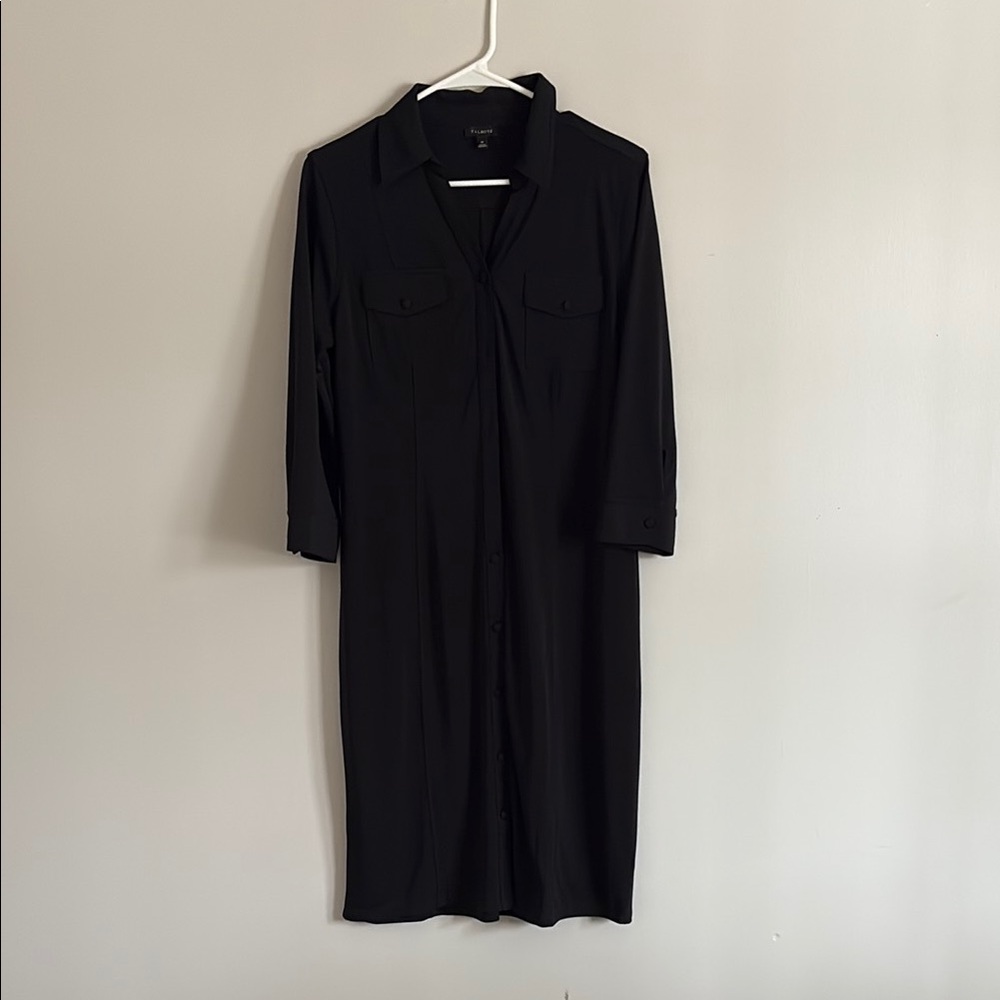 Talbots Elegant Black Women's Button down Dress with tie waist